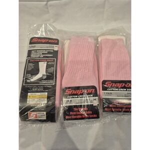 Snap-On Tools Pink Crew Socks Medium 3 Pairs Made In USA Brand New In Package